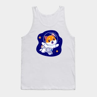 Cute Shiba Inu Astronaut Cartoon Tank Top